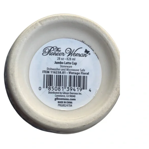 NWT 2 Pioneer Woman Vintage Floral Jumbo Ceramic Latta Mug, 24 ozs - Picture 4 of 4